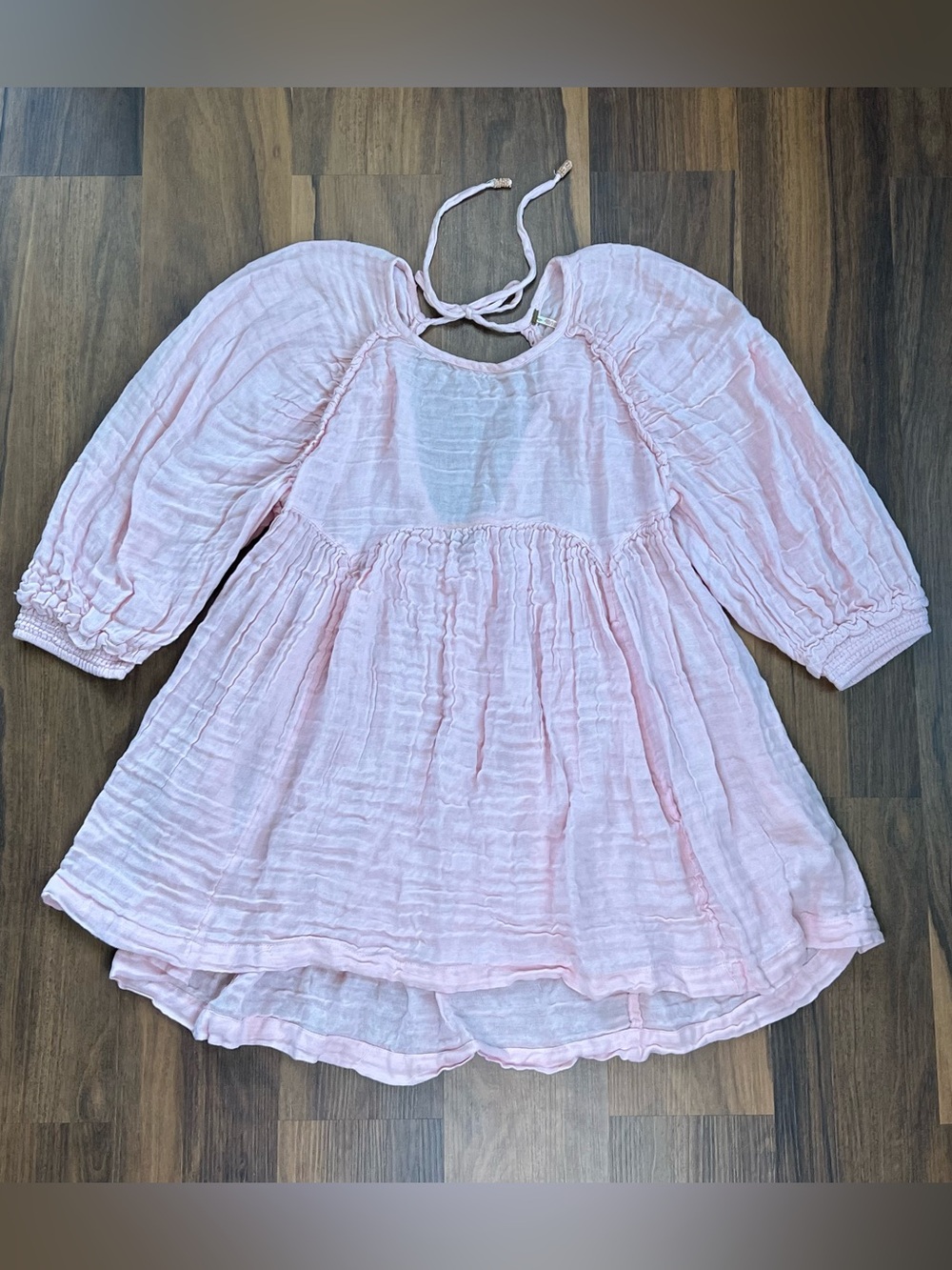 Free People pink cotton gauze babydoll tunic style mini dress